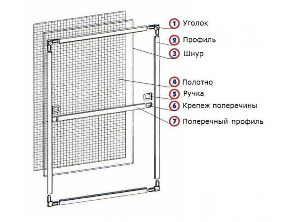 РАМНАЯ МОСКИТНАЯ СЕТКА НА ОКНО СТАНДАРТ Ш750*В1350